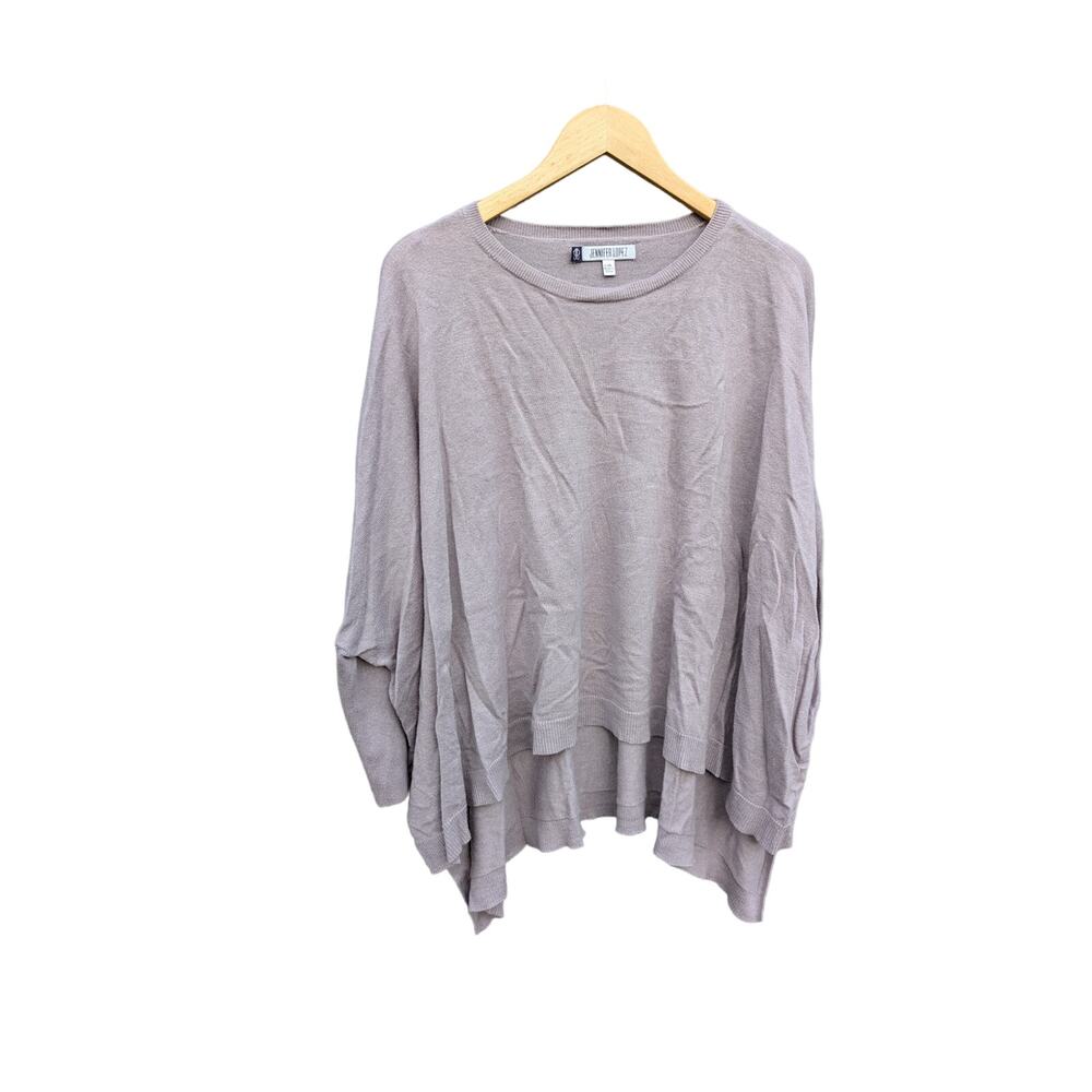 Bat Wing Lavender Pale Purple Sweater Classy Oversized Flattering Crew Neck L XL